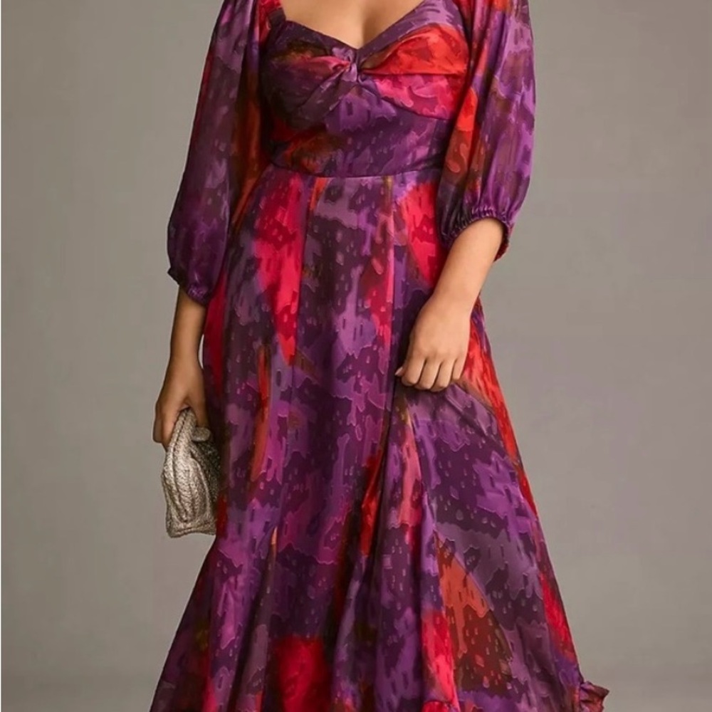 Women’s Purple & Red Printed Midi Dress